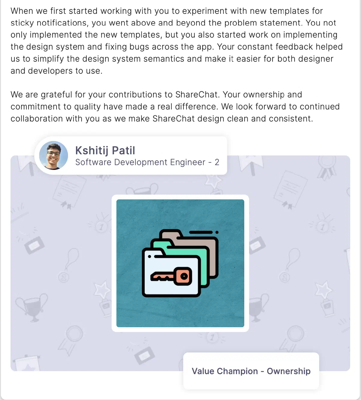 ShareChat award: Value Champion - Ownership